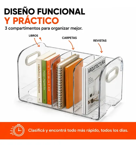 Organizador Acrílico Multiuso Cosméticos, Libro 3 Divisiones