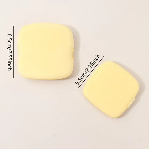 8 Borlas De Polvo Cuadradas Amarillas Con Estuche Transparen