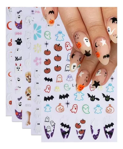 5 Pegatinas For Decoración De Uñas De Halloween Que Brillan