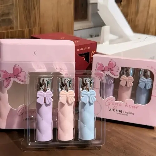 Set X3 Labiales Air Fog Feeling Lip Mud Gege Bear