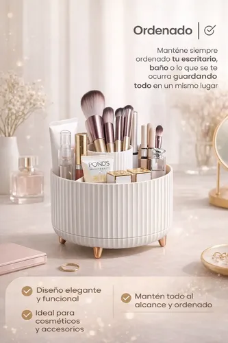 Organizador De Maquillaje Giratorio 360° 5 Compartimentos