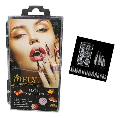 Uñas Postizas Soft Gel Mely Coffin Mate para Manos – Pack de 100