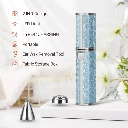 Removedor De Vello Facial Eléctrico Ylyycc 2 En 1 Azul