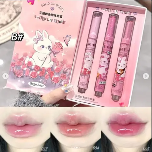 Set 3 Gloss Brillos Labiales Solidos Jelly Lips By Gege Bear