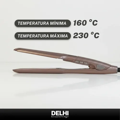 Plancha De Pelo 6 Niveles Cerámica Delhi 40w Cabello Seco Rosa