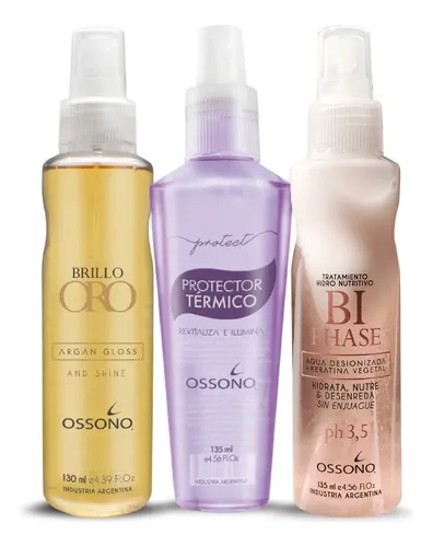 Brillo Instantáneo Argán +protector Termico+ Bifase Ossono