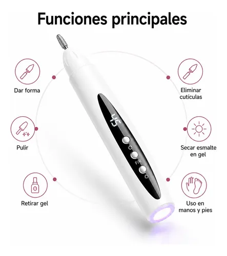 Pulidora De Uñas Eléctrica 2 En 1 Con Lámpara Uv