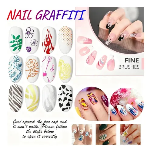 12 Colors Nail Art Pens Set, Nail Art Markers With Gel ..