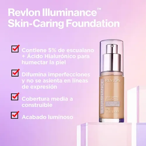 Base de maquillaje líquida Revlon ILluminance Skin-caring Foundation Illuminance Skin-Caring Foundation tono 217 beige – 30mL 500mg