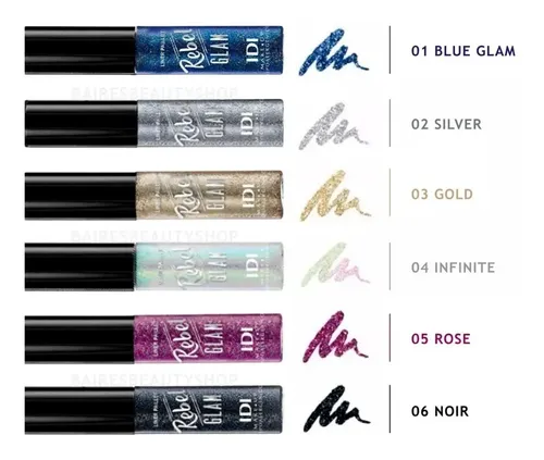 Idi Delineador Liquido Gel Glitter Ojos Labios 02 Blue Glam