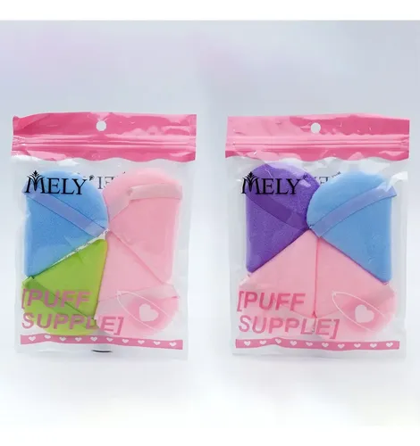 Pack 4 Esponjas Triangulares Mely Maquillaje Colores Puff Cotton Veganas