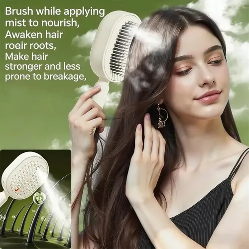 Cepillo Alisador A Vapor Eléctrico Cabello Beige