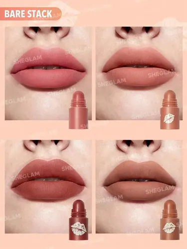 Labial Sheglam Mega Lip Stacks Lipstick color nude-bare stack mate