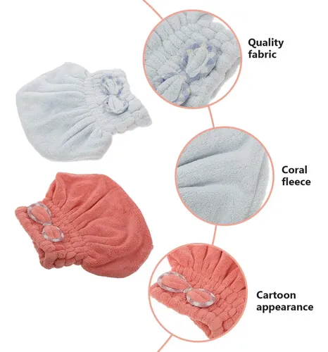 2 Gorros Adorables Para Secar El Cabello, Absorben Rápidamen