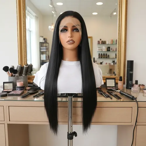 Peluca Lace Front Adiolacba Premium Símil Natural 70 Cm Tamaño De La Base Regulable Tono Negro