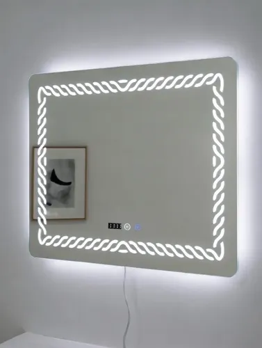 Espejo De Baño Led Táctil 70x90cm Con Reloj Y Temperatura