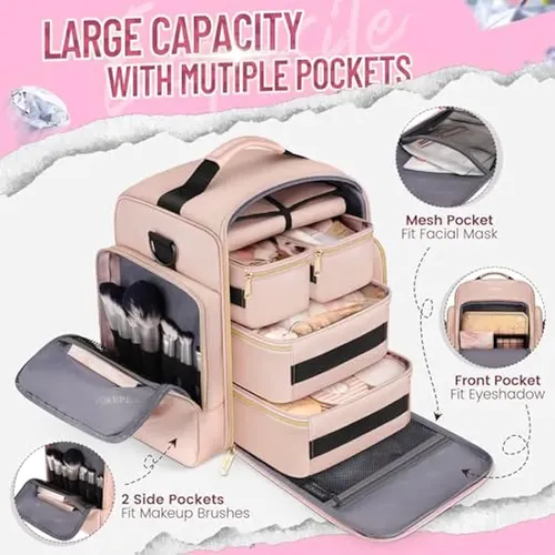 Neceser Viaje Con 4 Cajas Extraíbles Y Organizador Joyas.