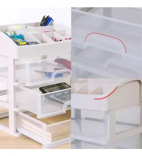 Organizador Maquillaje Caja De Cosméticos Cuatro Niveles Blanco
