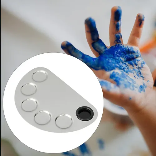 ~ 5 Paleta De Mezcla Maquillaje Metal Con Pozos E