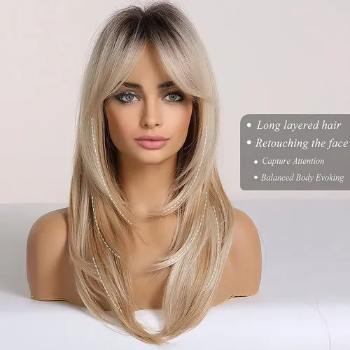 ! % Pelucas Rubias Largas For Mujeres Peluca De Cabello #