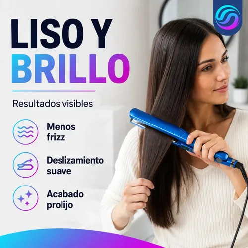 Plancha Pelo Digital Nano Titanium Hasta 250°C Color Azul Profesional Alisadora Planchita Cabello Liso Brillo Antifrizz Temperatura Regulable Cerámica Iónica Rápida Salón Hogar Viaje Premium Enarium