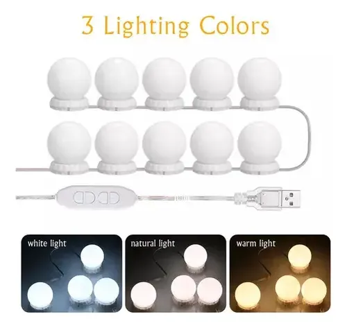 M Luces Para Espejo Tocador Maquillaje 10 Led Bombillas