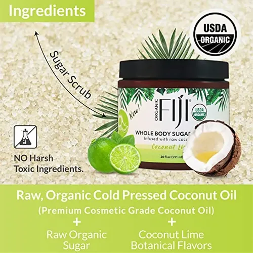 Exfoliante Orgánico Para Todo El Cuerpo De Fiji, Con Infusió Coconut Lime