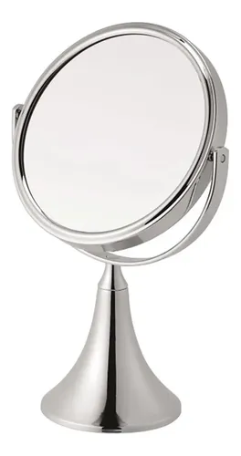 Espejo Maquillaje Aumento X3 Doble Faz Base Cromado Premium