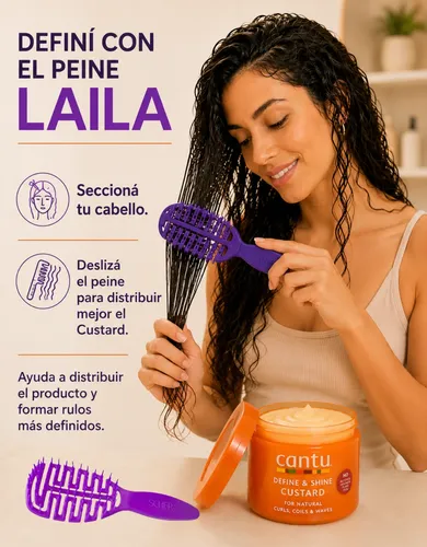 Gel Crema Custard Cantu Definición Shea Butter+ Peine Rizos