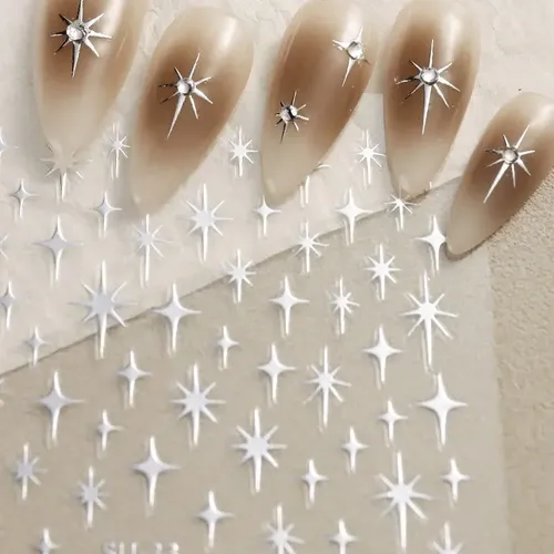 5 Pegatinas De Metal Con Forma De Estrella Láser For Uñas,