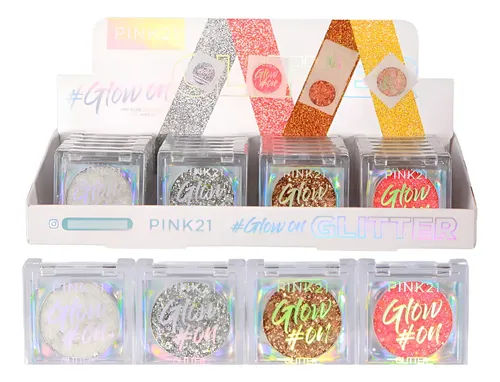 Sombra Glitter Para Ojos Glow On Make Up Artistico Pink 21