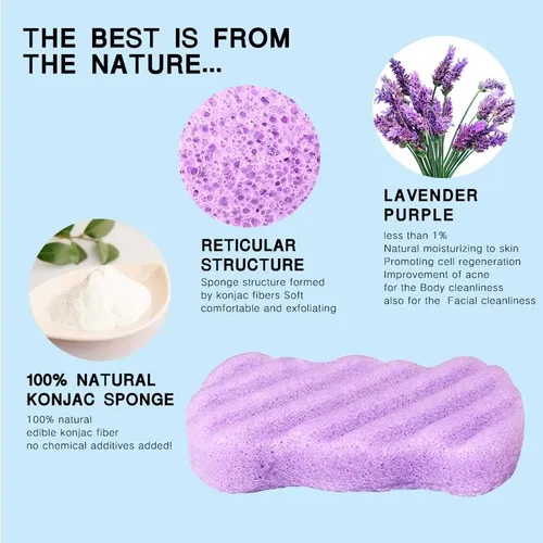 Esponja Konjac For Rostro Y Cuerpo De Lavanda Morada &un