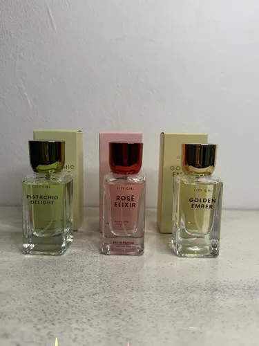 Set X3 Perfumes City Girl 30ml Mujer Fragancias Dulces Pistacho Golden Y Rose Elixir