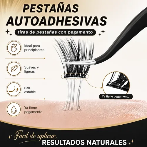 Pestañas Postizas Con Pegamento Autoadhesivas Fácil Aplicar