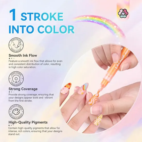 Set 12 Colores Marcadores Para Uñas Arte Y Diseño Diy