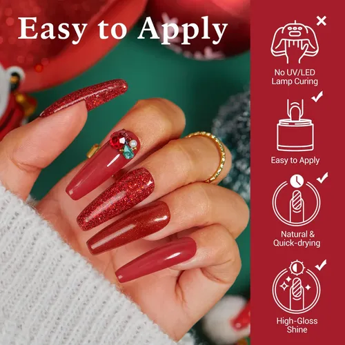 Kit De Polvo Para Uñas Azurebeauty Navidad 4 Colores 10ml
