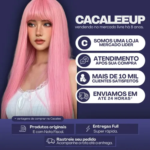 6.21 Jf Peluca Rosa Larga Recta Cosplay Pink Up Geek Parties