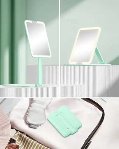 Espejo De Maquillaje Gospire Con Luz Led 10x Plegable Verde