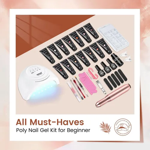 Kit Uñas Poligel Jewhiteny 14 Colores Lámpara Taladro