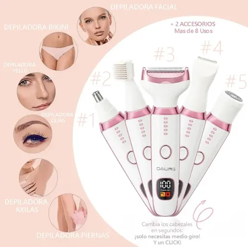 Depiladora Eléctrica Recargable 5en1 +depiladora Mujer Usb