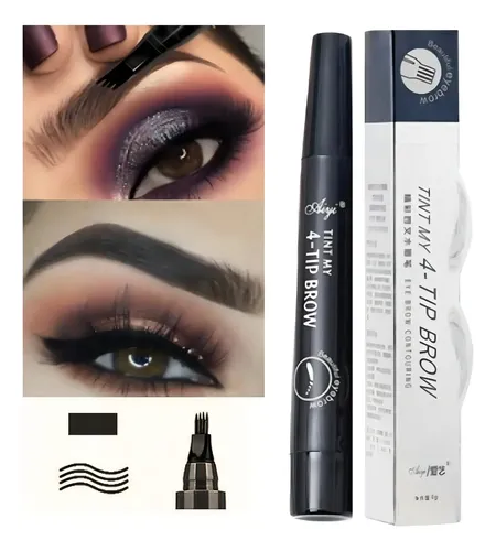 Bolígrafo microblading para cejas con punta de horquilla 3D, color negro