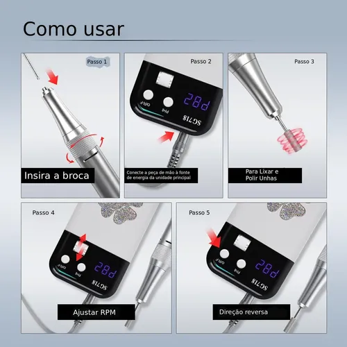 Lijadora De Uñas Eléctrica Portátil Motor De Lijado 45000