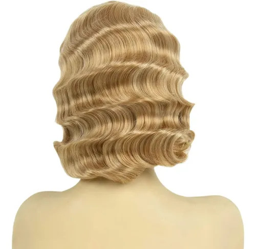 Peluca Medisifa Rubia 20s, Ondas De Dedo Largas Para Fiesta Blonde