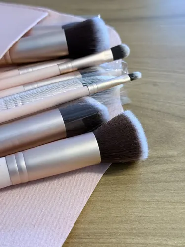 Set De Brochas De Maquillaje Profesional X14 + Estuche Rosa
