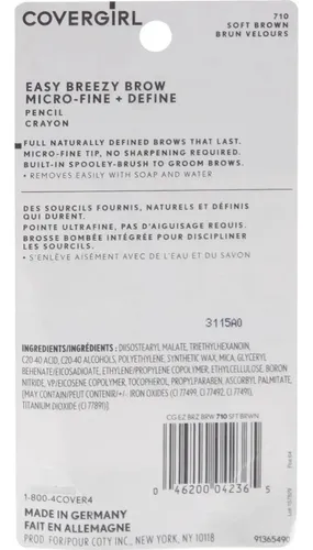 Lápiz De Cejas Micro-fino Y Definidor Covergirl Easy