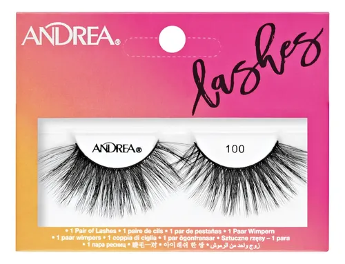 Tira De Pestañas Postizas Andrea Strip Lashes N° 100 Negras Color Negro