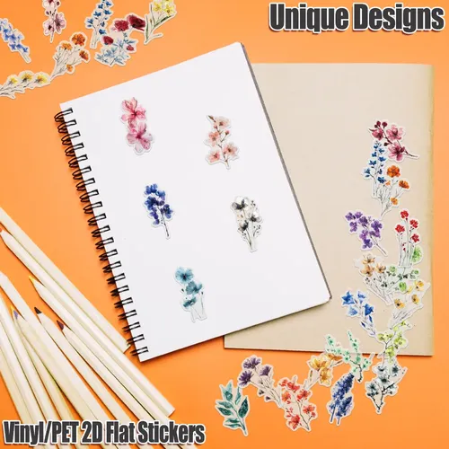 50 Stickers De Flores A Tinta China Pack