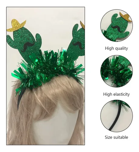 Aros De Pelo Cactus Verde 2 Piezas Para Fiesta