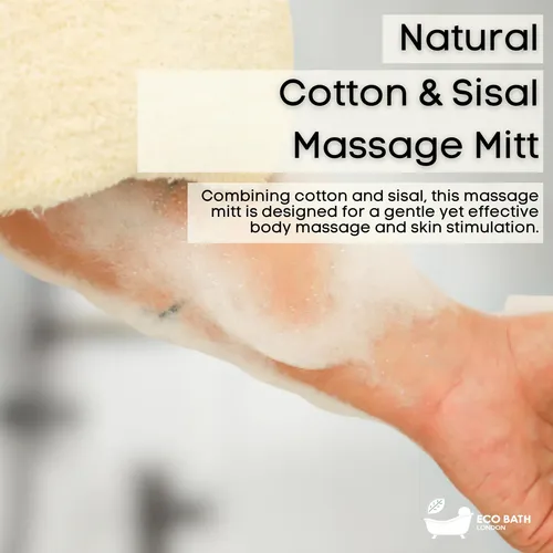 Manopla De Masaje Exfoliante De Bambú Y Algodón Natural