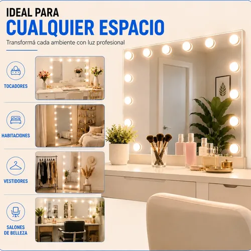 Kit Lamparas Led Espejo Tocador Luces Maquillaje Usb 220v